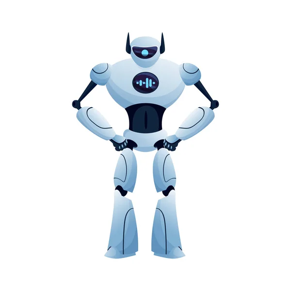 Cyber Huge Robot Chat Display Body Isolated Tech Character Full — Stock Vector