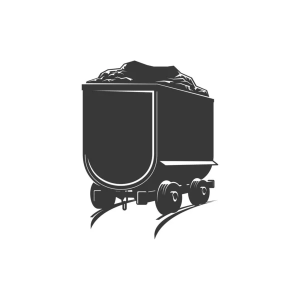 Barrow Track Railroad Rails Quarry Machinery Transport Isolated Monochrome Icon — Stock Vector