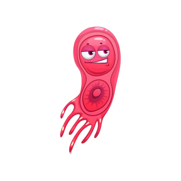 Cartoon Virus Cell Vector Icon Cute Bacteria Germ Character Funny — Stock Vector