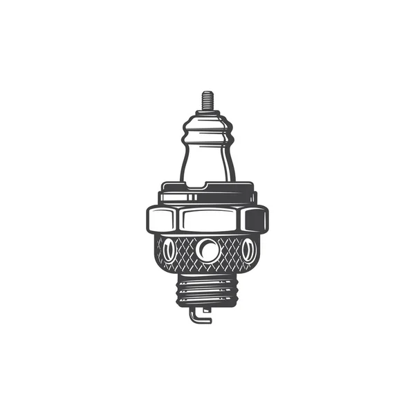 Spark Plug Internal Combustion Candle Isolated Monochrome Icon Vector Plug — Stock Vector