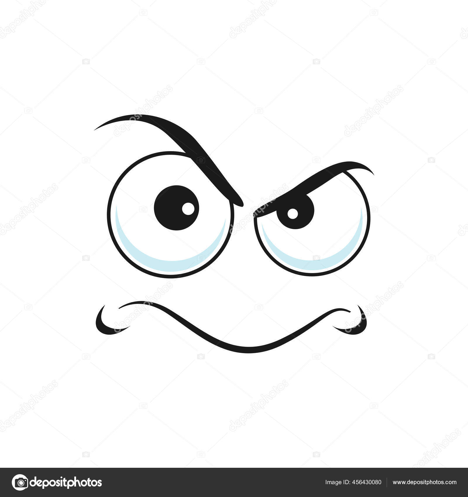 Cartoon face frightened emoji, vector scared facial expression