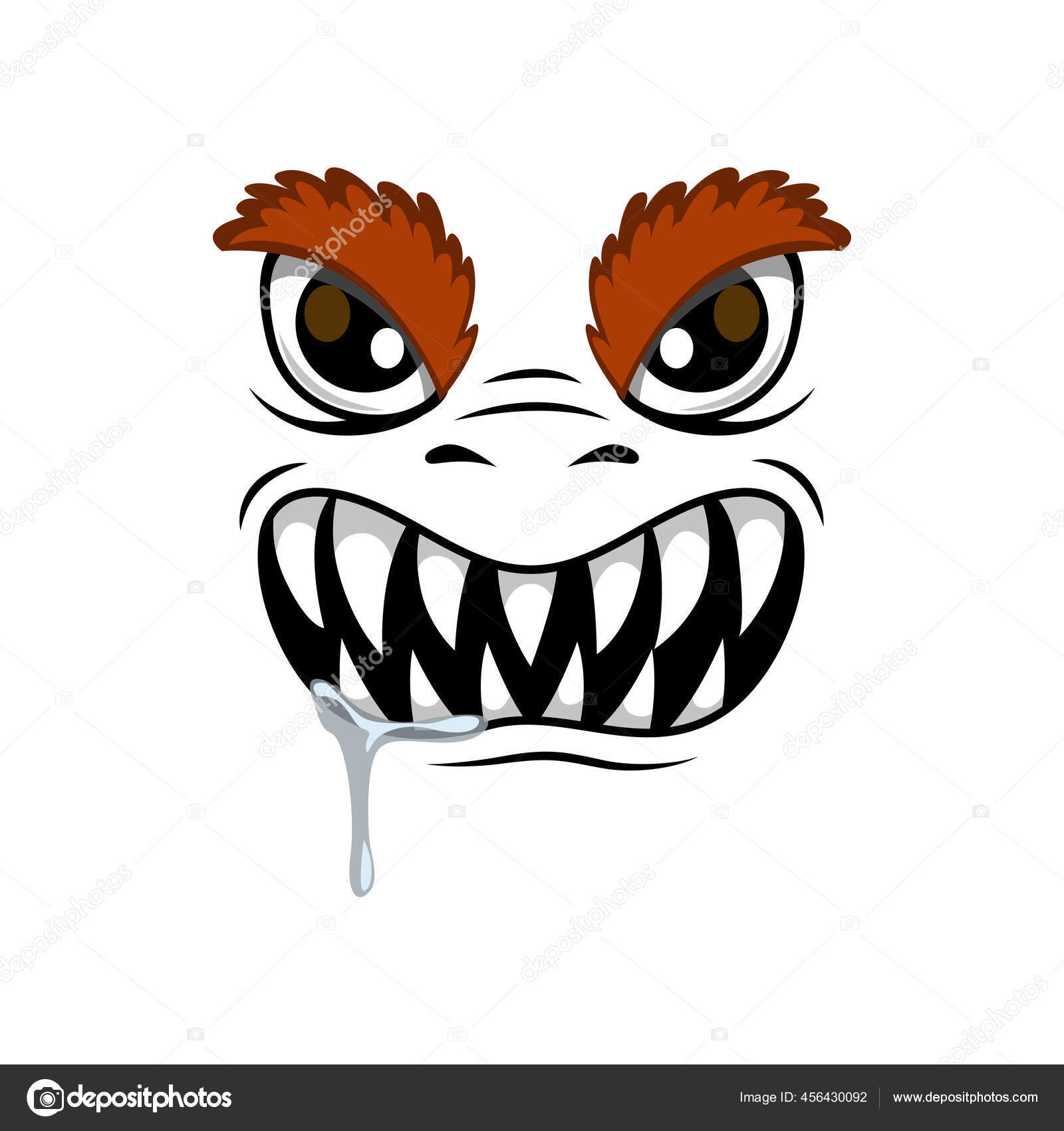 Cara Monstro Ícone Vetor Desenho Animado Criatura Assustadora Emoção Com  imagem vetorial de Seamartini© 483411164