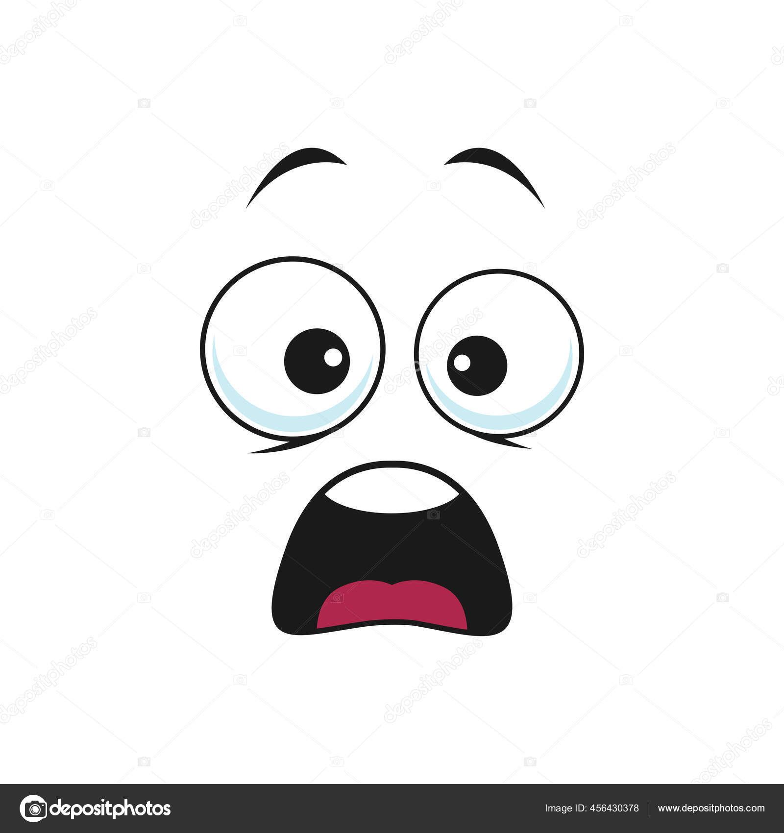 Vecteur Stock Cartoon face vector icon, frightened worry emoji