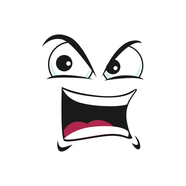 Cartoon Face Vector Icon Gloat Emoji Angry Eyes Laughing Toothy — Stock Vector