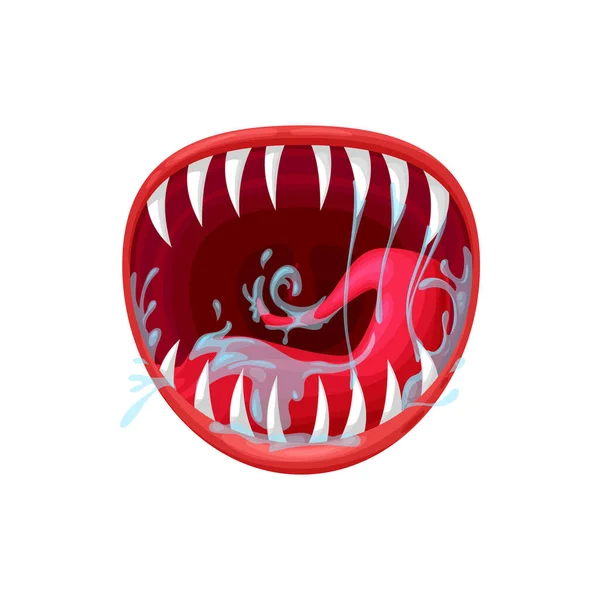 Monster Mouth Vector Icon Creepy Yelling Beast Jaws Sharp Teeth — Stock Vector