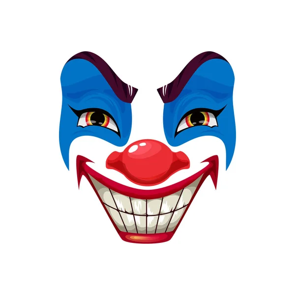 Enge Clown Gezicht Vector Icoon Halloween Funster Karakter Emoticon Masker — Stockvector