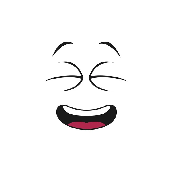 幸せな笑顔絵文字の良いムードの孤立したアイコンに笑いの感情 ベクトル笑顔 目の喜びを 口を開けて巻き笑顔 満足アバター表現 コミックマン頭ともない目面白い冗談記号 — ストックベクタ