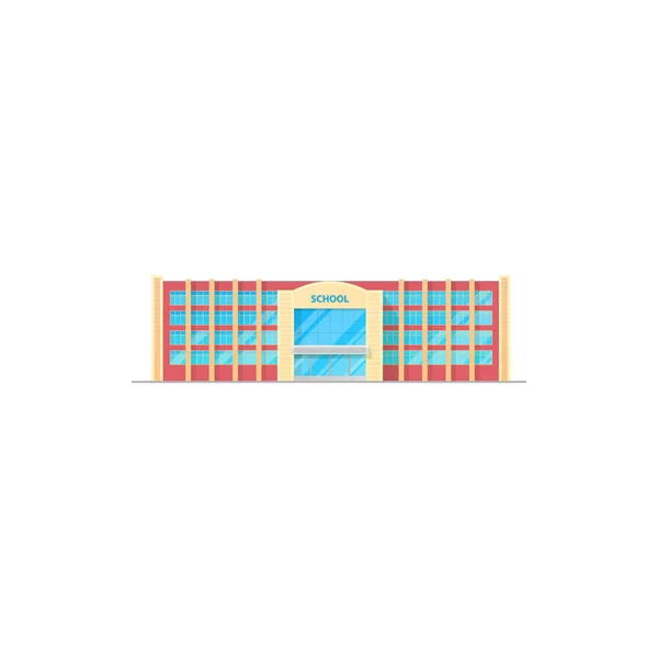 Schulgebäude Vektor Symbol Campus Außen Architektur Öffentliche Bildungseinrichtung Bau Glasfassade — Stockvektor