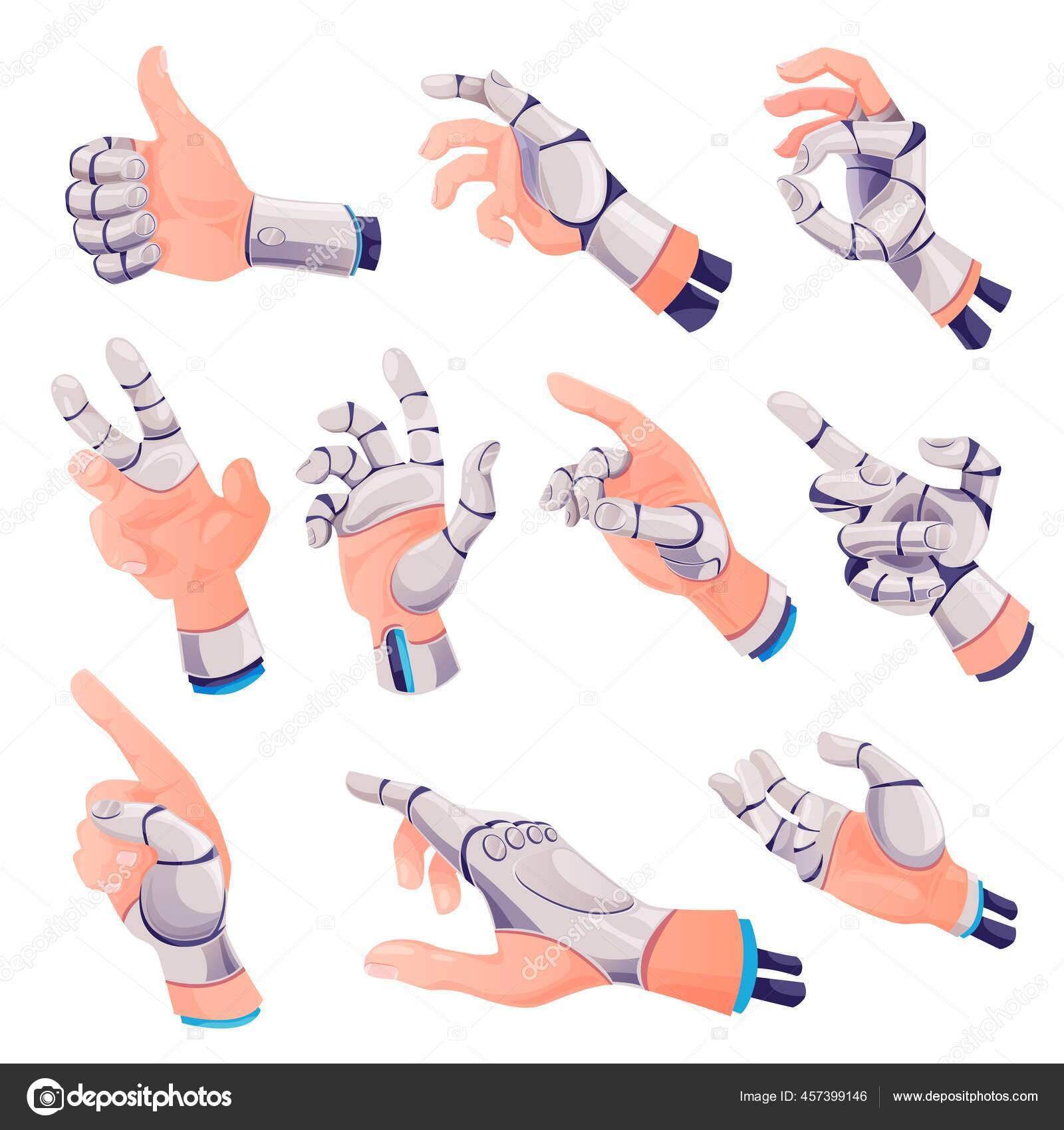 Human Hands Fingers Robotic Prosthesis Showing Thumbs Hand