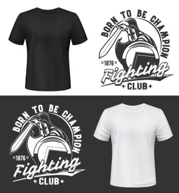 Tişört baskısı şövalye kılıcı ve kalkan vektör modeliyle saldırıyor, miğfer ve pelerinli ortaçağ ortaçağ savaşçısı kulüp maskotuyla savaşıyor. Typography ile monokrom appatel tasarımı, yalıtılmış t-shirt baskısı, etiket