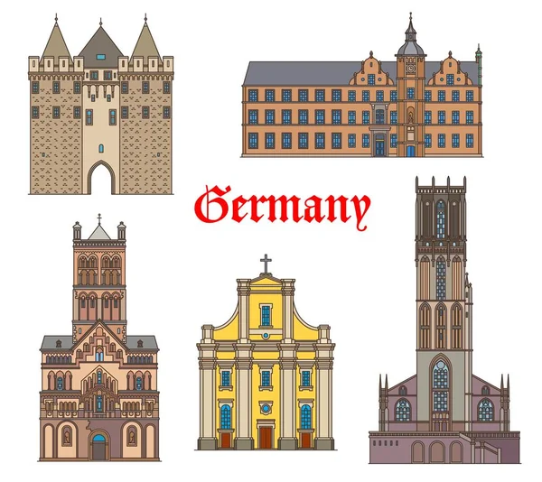 Németország Mérföldkő Épületek Katedrálisok Német Utazási Architektúra Vektor Andreaskirche Szent — Stock Vector