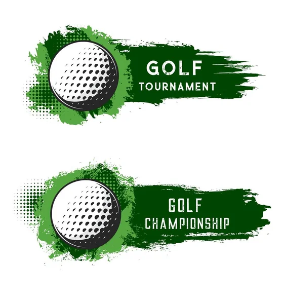 Golf Ball Green Grunge Strokes Isolated Vector Sports Accessory White — Stock Vector