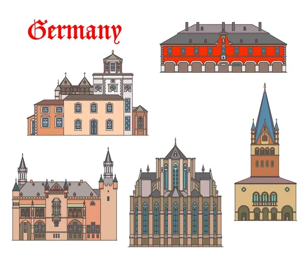 Germany Landmark Buildings Cathedrals Aachen German Travel Architecture Vector Germany — Stock Vector