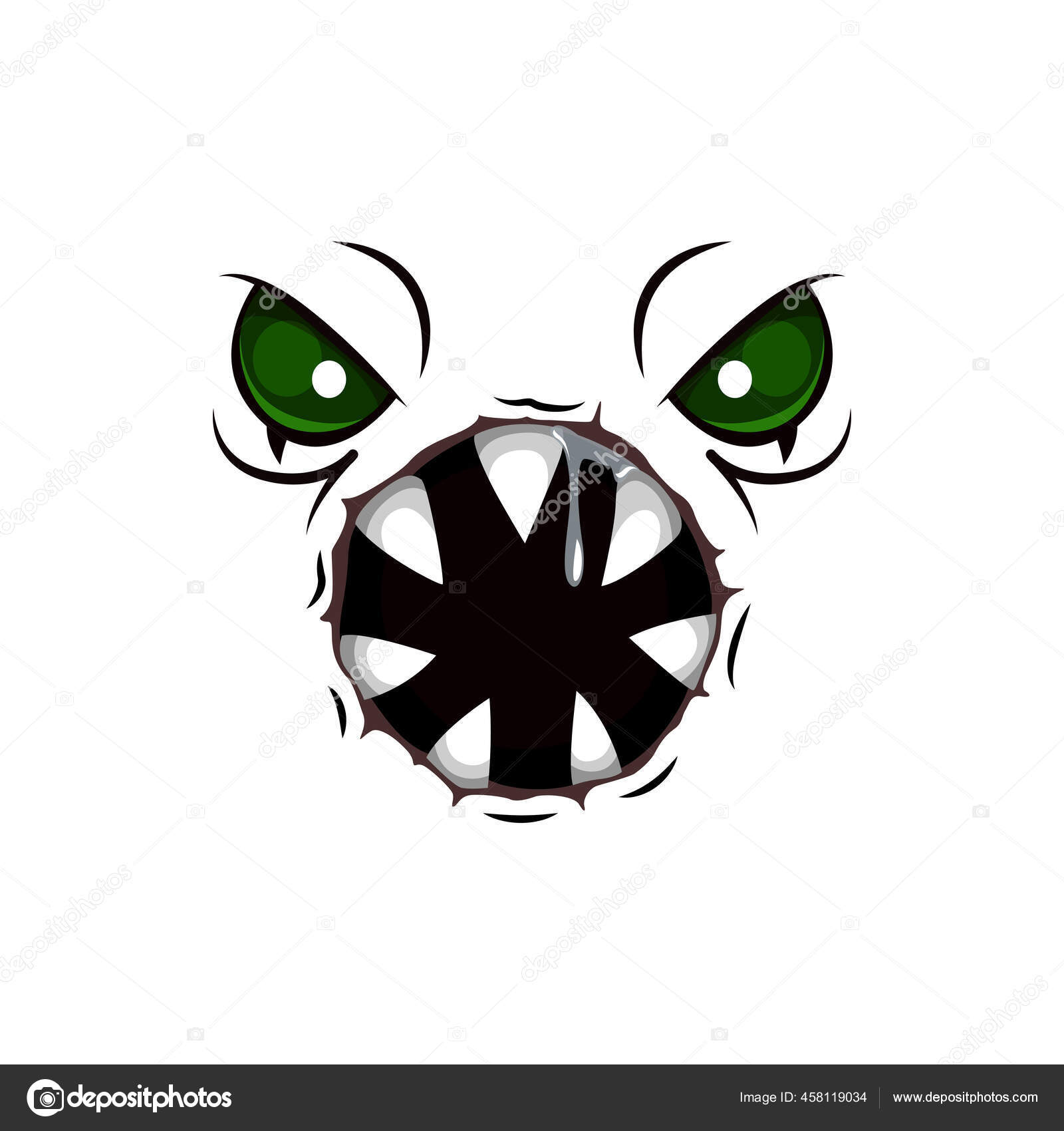 Cara De Monstro De Desenho Animado Irritado. Ilustração De Expressão De  Criatura Alienígena Mítica Assustadora E Assustadora. Timo Para Decoração  De Festa Ou Design De Pacote Royalty Free SVG, Cliparts, Vetores, e