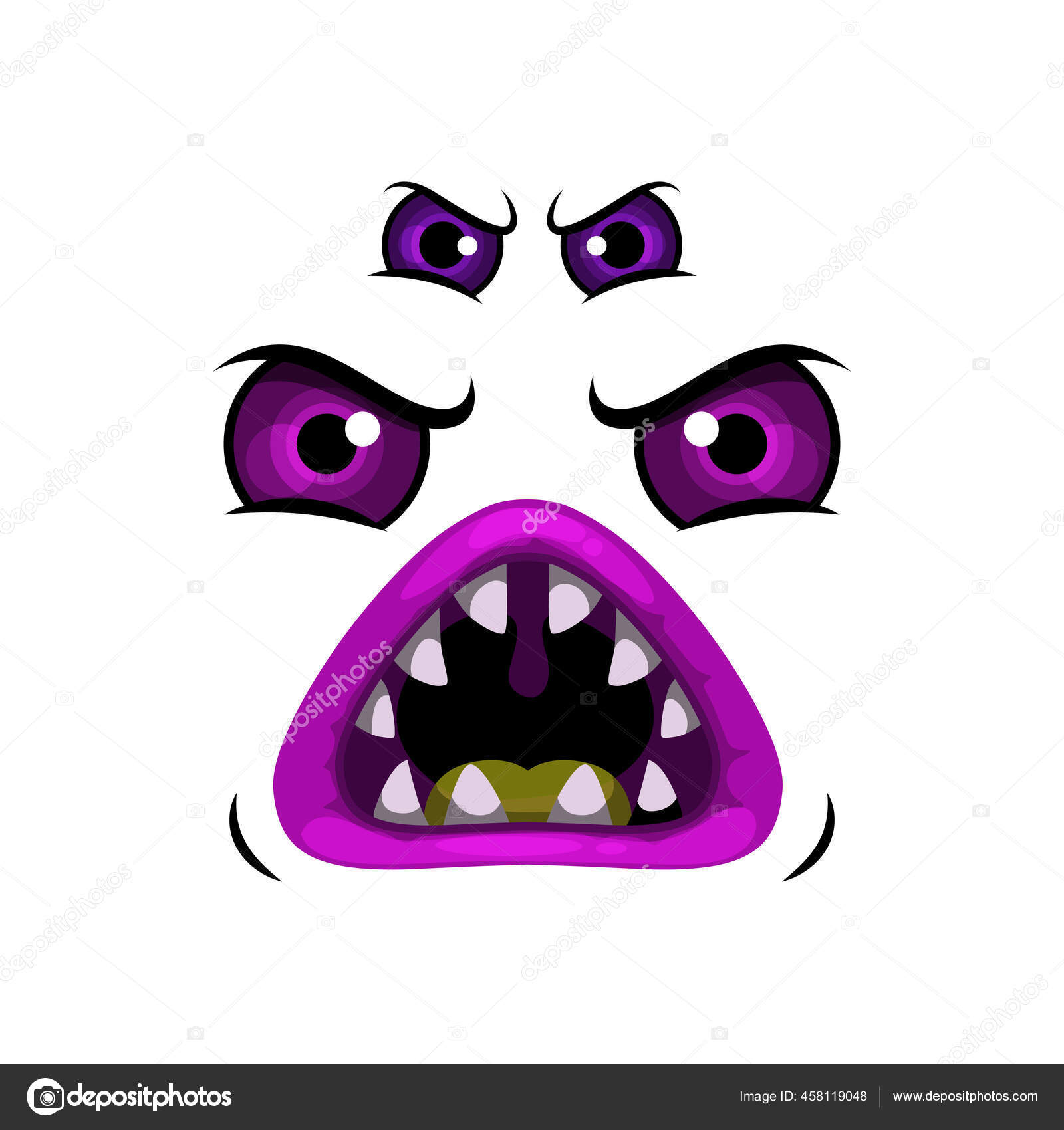 Personagem de desenho animado de monstro alienígena roxo com boca