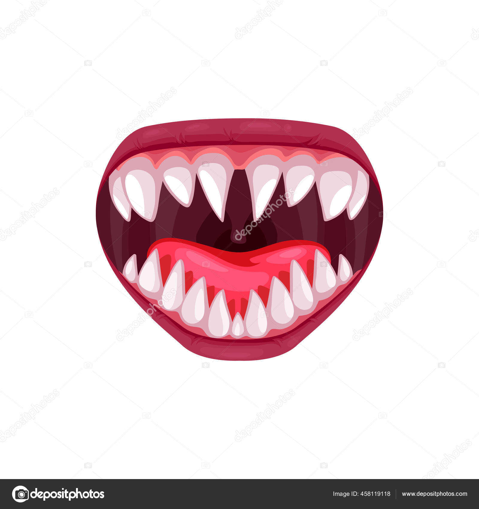 Cartoon Monster Vampire Pink Lips Sharp Teeth Fangs Sticker