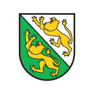 İsviçre kantonu arması, İsviçre Thurgau amblemi ve arma işareti, vektör. Thurgovia Thurgau bölgesinin İsviçre kanton işareti, Heraldik kalkan bayrağı, aslanlı İsviçre Konfederasyon arması