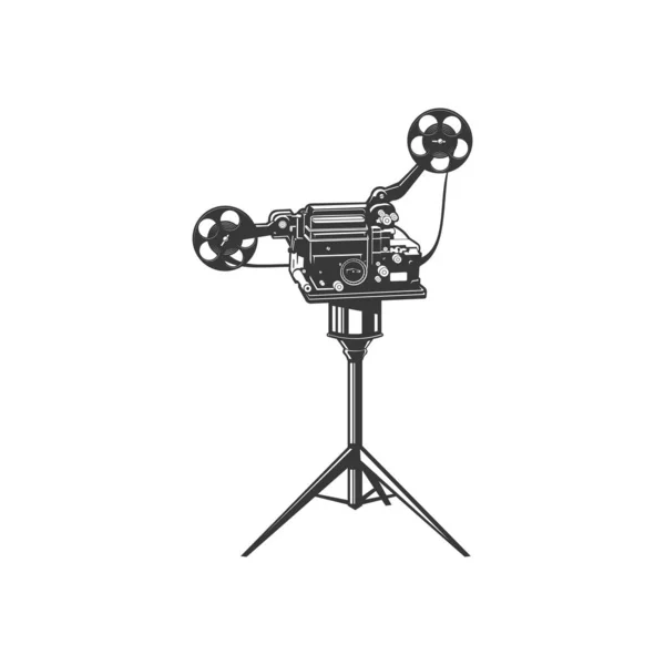 Retro Fotokamera Filmmaschine Kamerakamera Isolierte Monochrome Ikone Vektor Alter Filmprojektor — Stockvektor