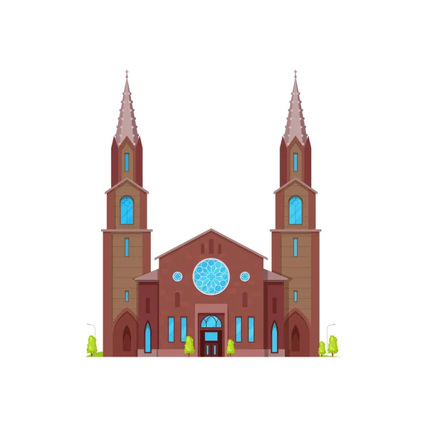 Kirche Oder Kathedrale Mittelalterliche Kapelle Gotische Architektur Gebäude Vektorfassade Christliche — Stockvektor