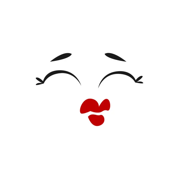 Cartoon Face Kissing Vector Emoji Closed Eye Red Lips Prepare — Stock Vector