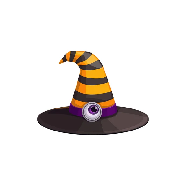 Cartoon Witch Hat Vector Icon Copricapo Mago Con Strisce Nere — Vettoriale Stock