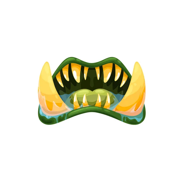 Monster Mouth Vector Icon Creepy Ogre Alien Jaws Sharp Teeth — Stock Vector