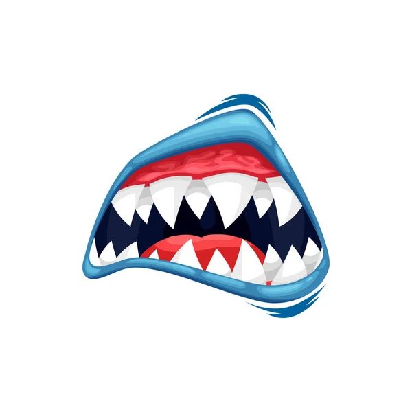 Monster Mouth Vector Icon Creepy Zombie Alien Jaws Sharp Teeth — Stock Vector