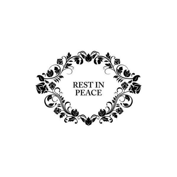 Funeral red rose oval frame with rest in peace Vector Image