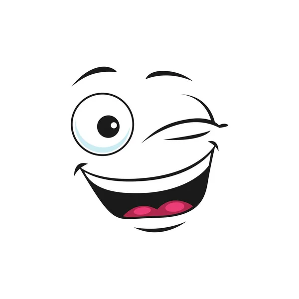 Emoticon Mouth Open Laugh Blinked Eyes Isolated Icon Vector Happy — Stock Vector