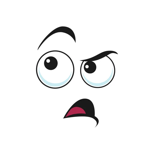 困惑顔の孤立したアイコンと陰湿な感情 大きな目と口を開けてベクトル豊かな笑顔 不信は顔の表現を不信した Emojidex 絵文字デックス 怪しいキャラクター — ストックベクタ