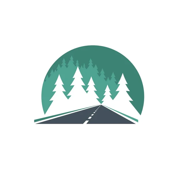 Icône Route Autoroute Dans Forêt Verte Voie Route Circulation Vecteur — Image vectorielle