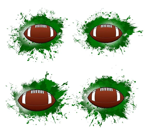 Rugby Banners American Football Ball Halftone Backgrounds Vector American Football — Stock Vector