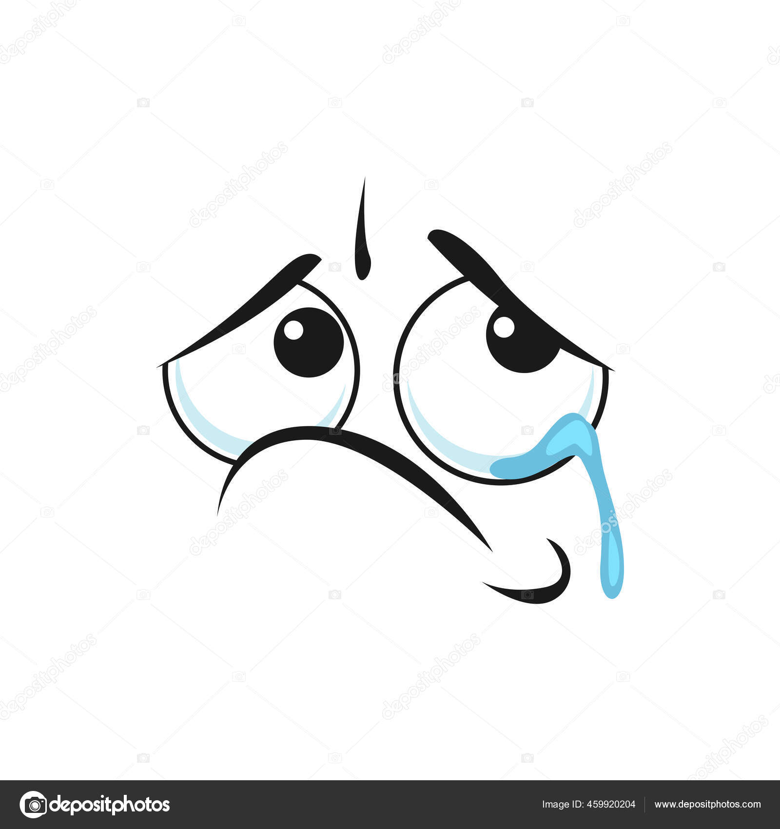 Emoticon Upset Com Ícone Isolado Expressão De Rosto Triste. Emoji Infeliz  Do Vetor Com Expressão De Tristeza Ofendida, Tristeza, Luto E Tristeza.  Smiley Triste Entediado Com Olhos Grandes Deprimidos, Boca Curvada Para