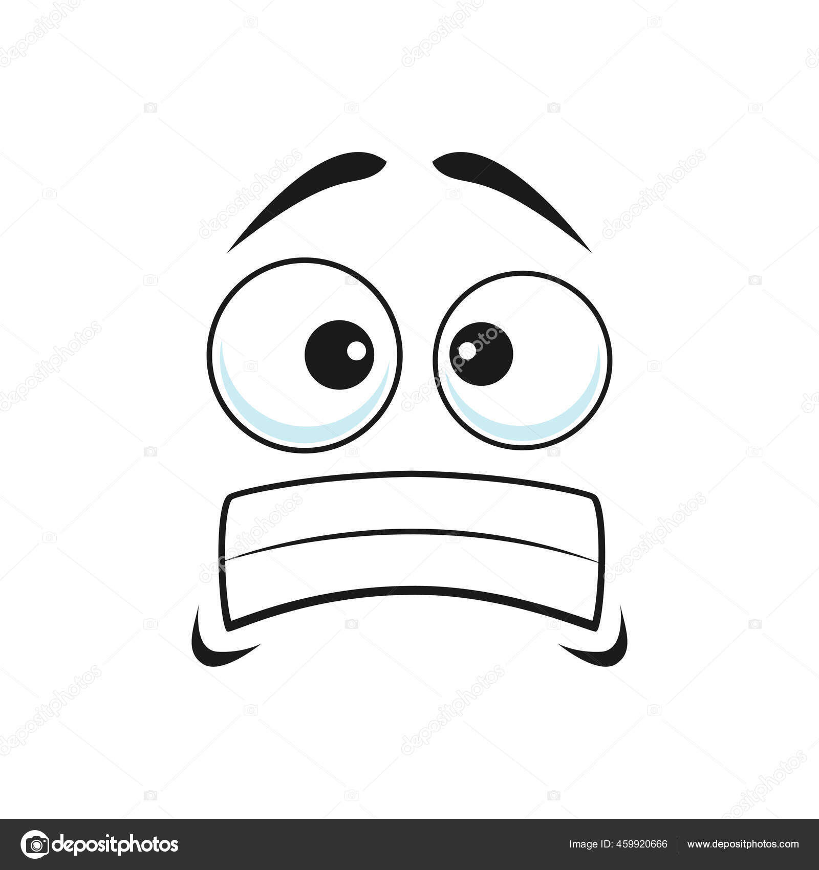 Emoticon Upset Com Ícone Isolado Expressão De Rosto Triste. Emoji Infeliz  Do Vetor Com Expressão De Tristeza Ofendida, Tristeza, Luto E Tristeza.  Smiley Triste Entediado Com Olhos Grandes Deprimidos, Boca Curvada Para