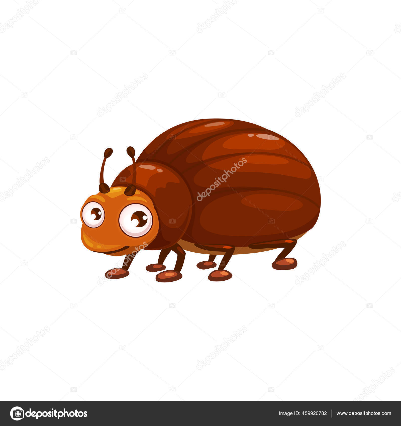 Мультяшный Вектор Жуков Забавное Насекомое Милым Лицом Большими.