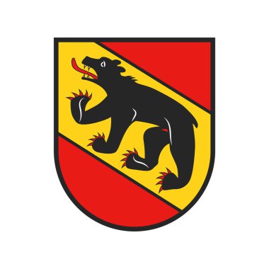 İsviçre kantonu amblemi, Bern veya Berne İsviçre vektör arması içinde silah ikonu. İsviçre ülkesi, Bern bölgesi ayı, İsviçre seyahati ve kültürüne ait bayrak amblemi, izole kraliyet işareti