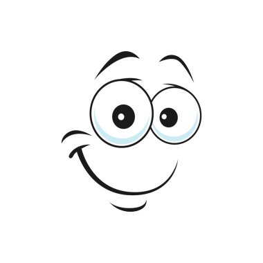 Gülen ağızlı mutlu gülen surat, gülen surat, izole edilmiş ince çizgi insan sohbet robotu. Vektör simgesi, mutlu bir gülücük emojisi. Gülen kafa, kibar insan ifadesi.