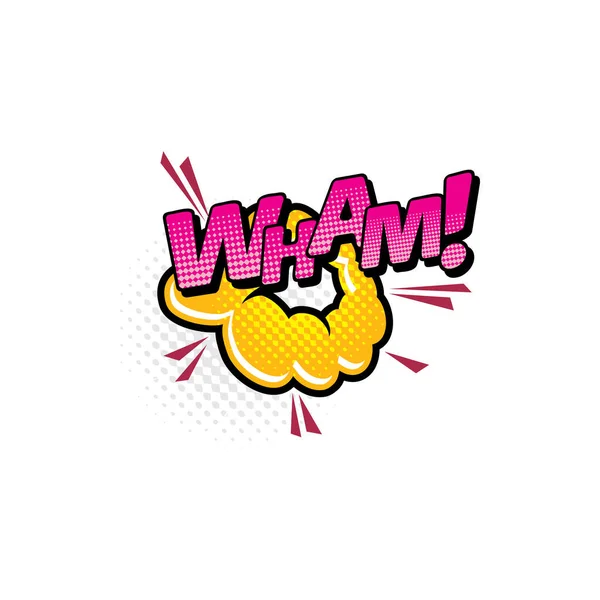 Wham Comics Pop Art Half Tone Cartoon Bubble Vector Icon — Stock Vector