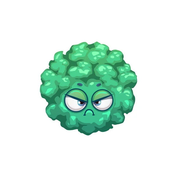 卡通病毒细胞载体图标 结节细菌或具有忧郁脸的胚芽特征 病原体微生物 大眼睛 多山的圆形身体 孤立的绿色细胞 — 图库矢量图片