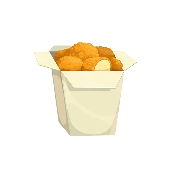 Chicken Nuggets Fast Food Menü Snacks Box Vektorsymbol Isoliert Fast — Stockvektor