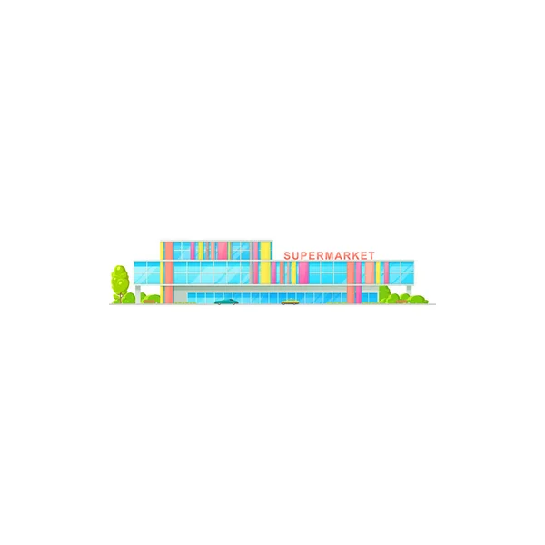 Будівля Супермаркету Плоский Значок Торгового Центру Векторний Зовнішній Вигляд Ринку — стоковий вектор