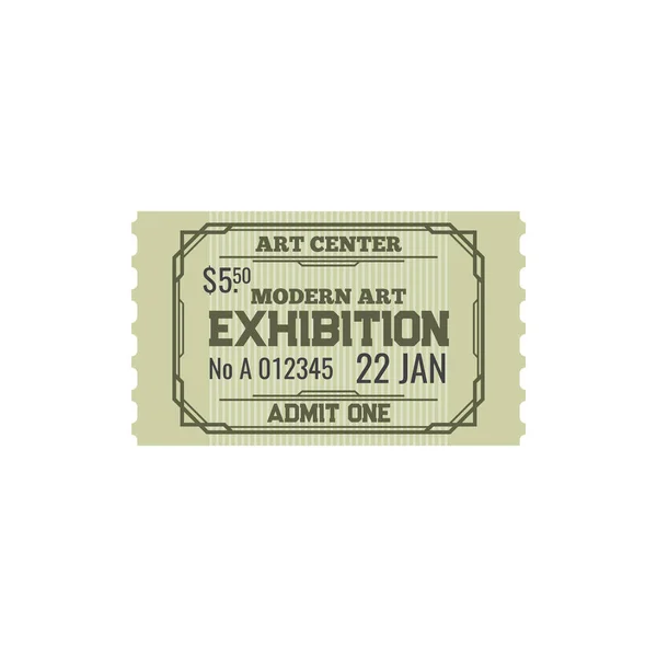 Ticket Naar Modern Art Center Genummerde Papieren Kaart Naar Tentoonstelling — Stockvector