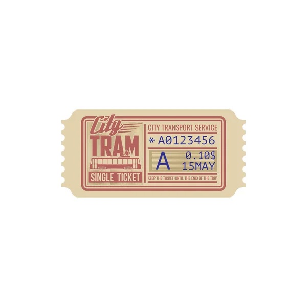 Одна Поездка Один Билет Трамвае Шаблон Изолированный Значок Векторный Проездной — стоковый вектор