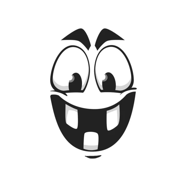 Vektorová Ikona Karikatury Veselý Emoji Rozesmátý Výraz Obličeje Úsměvem Zubatých — Stockový vektor