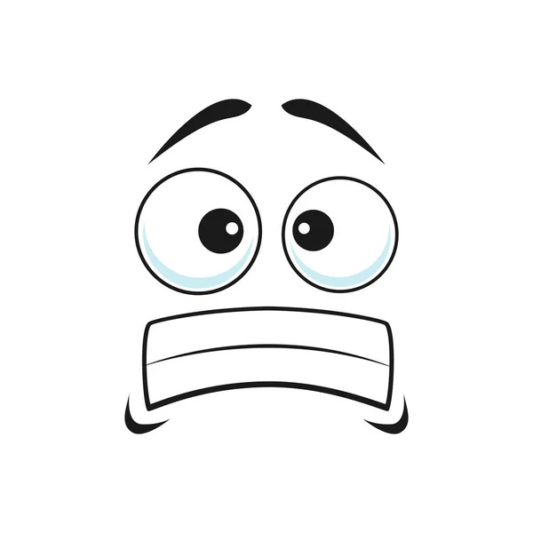 Caricatura Cara Vector Asustado Emoji Preocupación Expresión Facial Asustado Con — Vector de stock