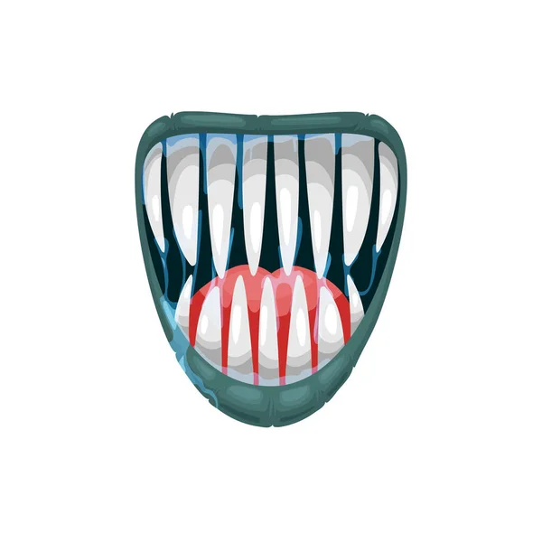 Monster Mouth Vector Icon Creepy Yelling Beast Jaws Sharp Teeth — Stock Vector