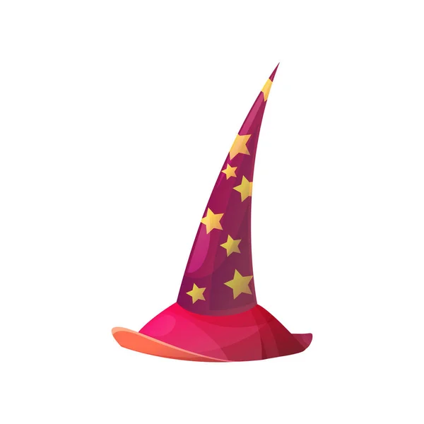Cartoon Astrologe Oder Hexenhut Vektorsymbol Halloween Kostüm Zauberermütze Rote Zauberer — Stockvektor