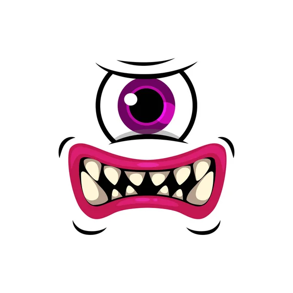 Monster Face Cartoon Vector Icon One Eyed Creepy Creature Toothy — Stock Vector