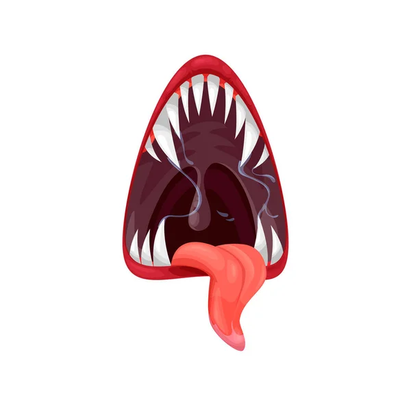 Monster Mouth Vector Icon Creepy Yelling Beast Jaws Sharp Teeth — Stock Vector