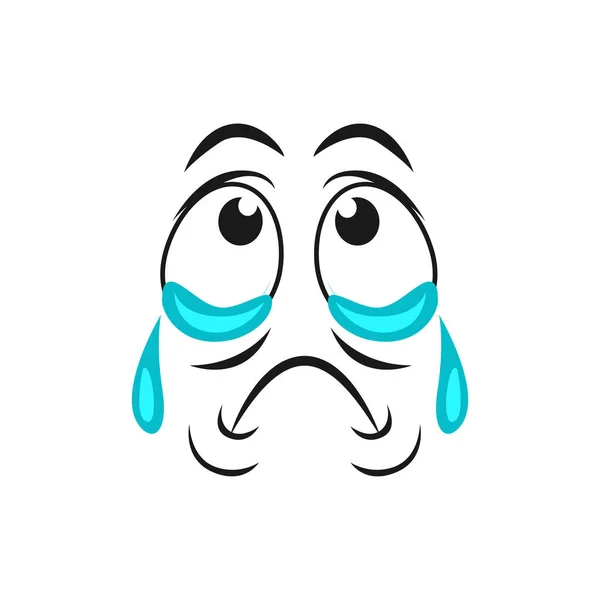 Caricatura Llorando Emoji Cara Con Lágrimas Goteando Los Ojos Vector — Vector de stock